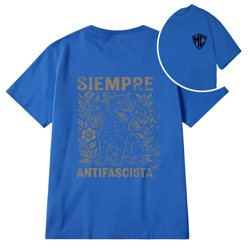 Modecanvas Siempre Antifascista Hydra Dog DTG Printing Back Classic T-Shirt