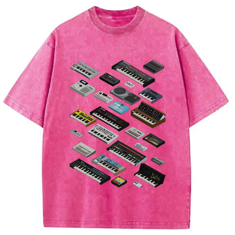 Modecanvas Synthesizer Fan Collection Washed T-Shirt-modecanvas