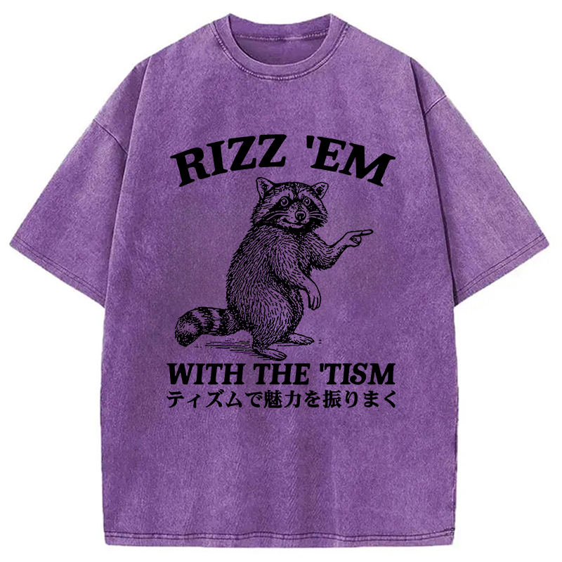 Modecanvas Funny Raccoon Charm Washed T-Shirt