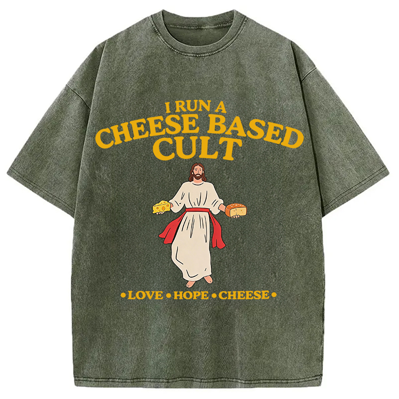 Modecanvas Cheese Cult DTG Printing Washed T-Shirt