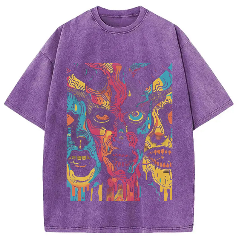 Modecanvas Creepy Horror DTG Printing Washed T-Shirt