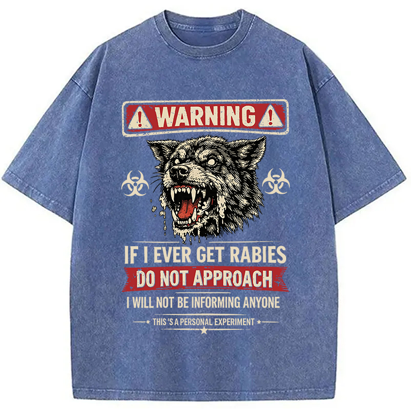 Modecanvas Rabies Warning DTG Printing Washed T-Shirt