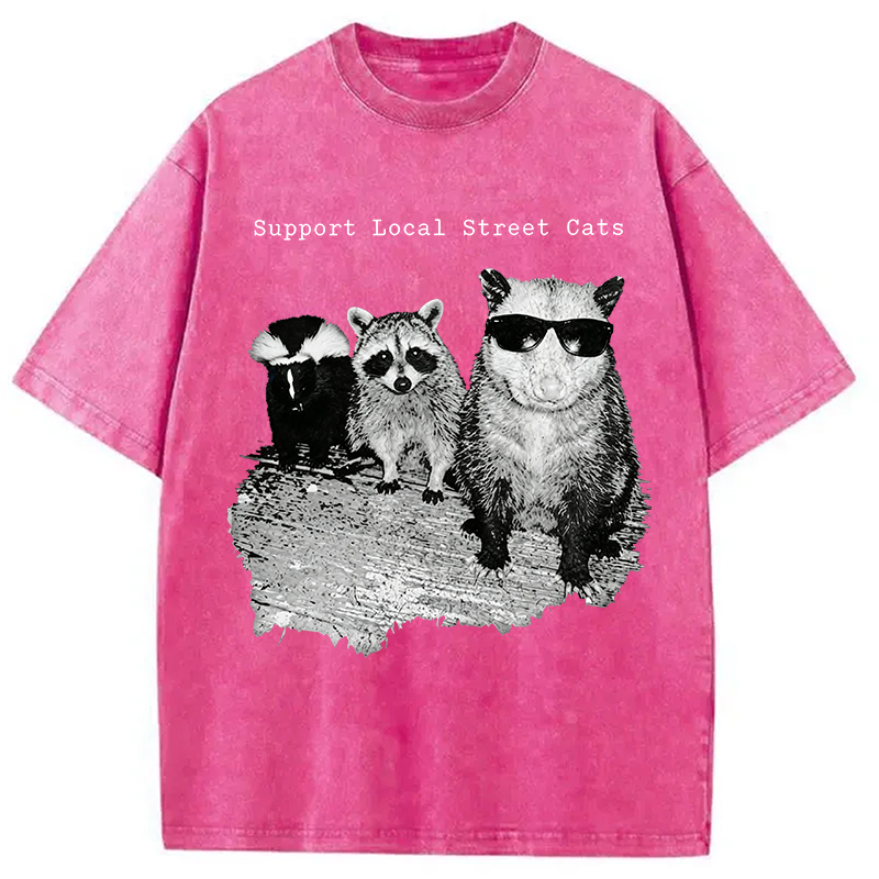 Modecanvas Support Local Street Cats DTG Printing Washed T-Shirt