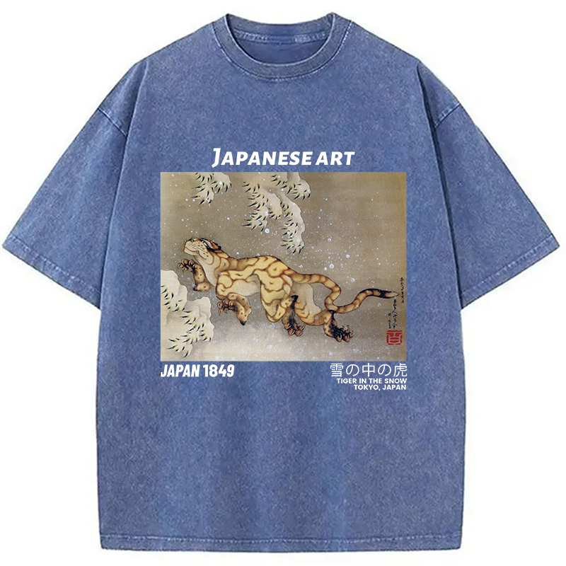 Modecanvas Tiger in the Snow Washed T-Shirt