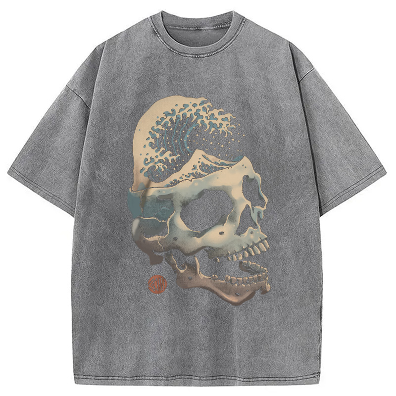 Modecanvas Skull Wave Washed T-Shirt