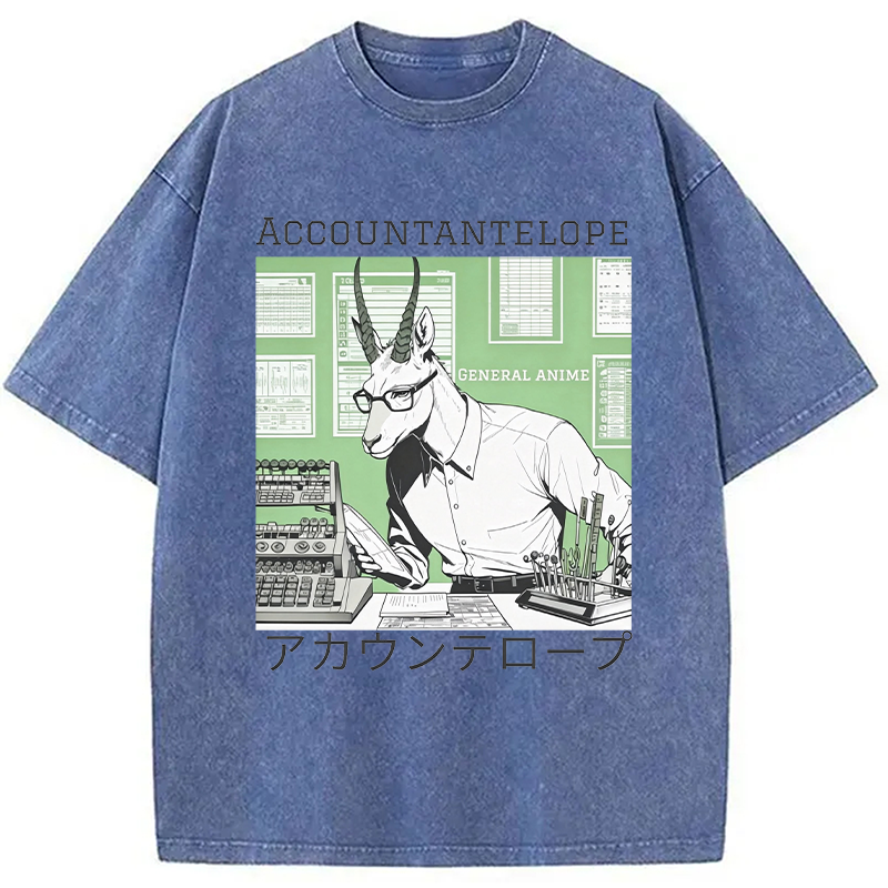 Modecanvas Accountant Antelope DTG Printing Washed T-Shirt