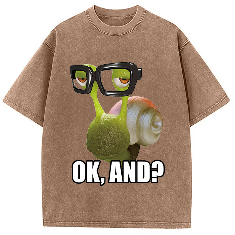 Modecanvas Ok And Snail DTG Printing Washed T-Shirt