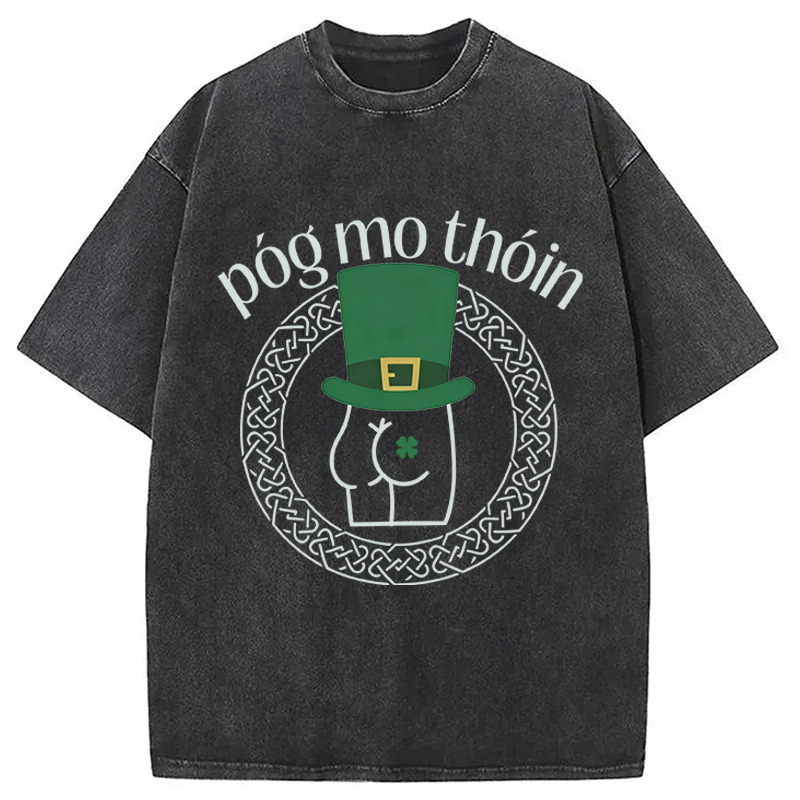 Modecanvas Kiss My Butt Pog DTG Printing Washed T-Shirt