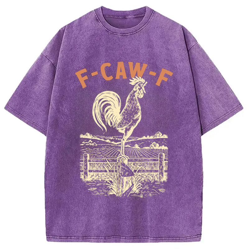 Modecanvas Funny Rooster Meme DTG Printing Washed T-Shirt