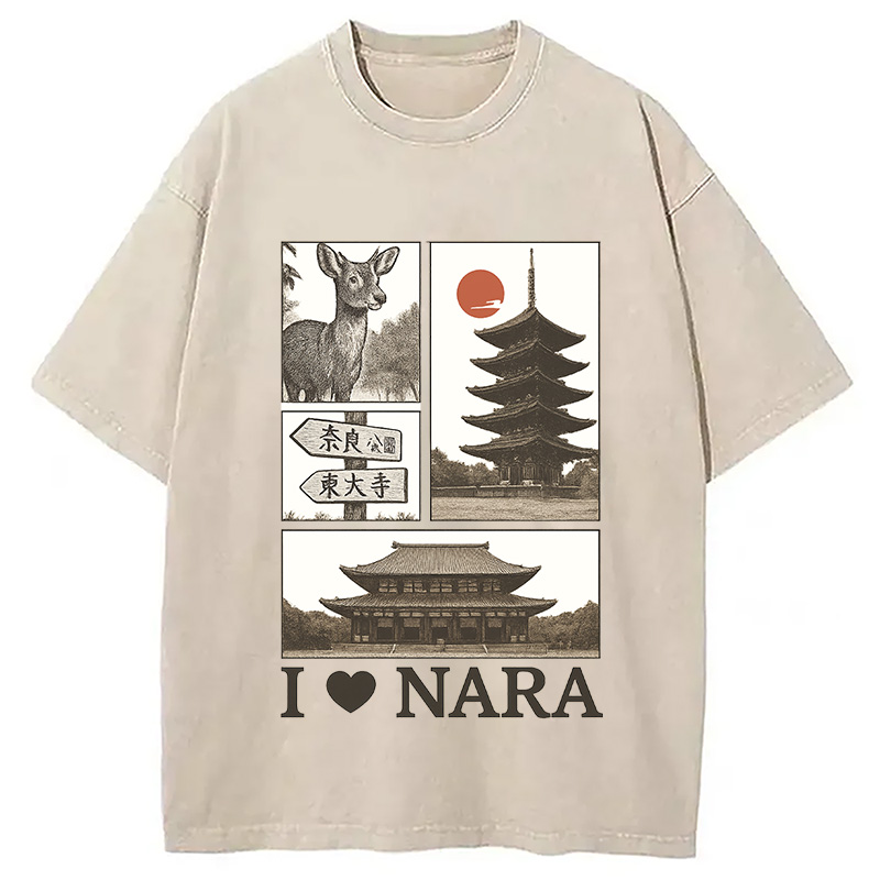 Modecanvas NARA Love Vintage Japanese Washed T-Shirt