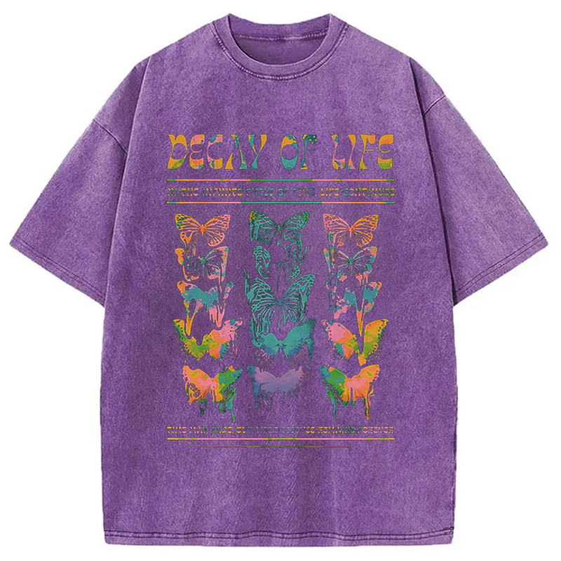Modecanvas Decay Of Butterfly Life Washed T-Shirt