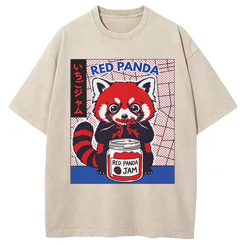 Modecanvas Red Panda DTG Printing Washed T-Shirt