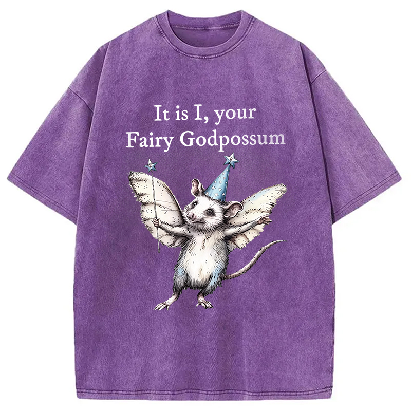 Modecanvas It Is I, Your Fairy Godpossum DTG Printing Washed T-Shirt