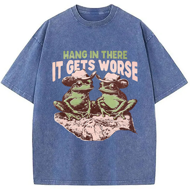 Modecanvas Sarcastic Frog DTG Printing Washed T-Shirt
