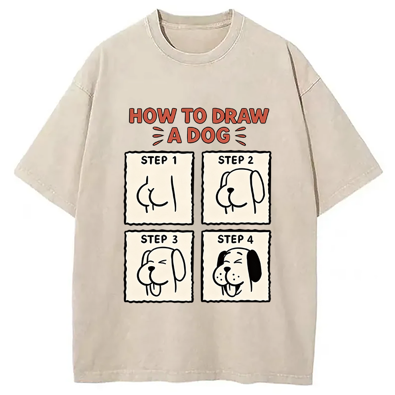 Modecanvas How To Draw A Dog DTG Printing Washed T-Shirt