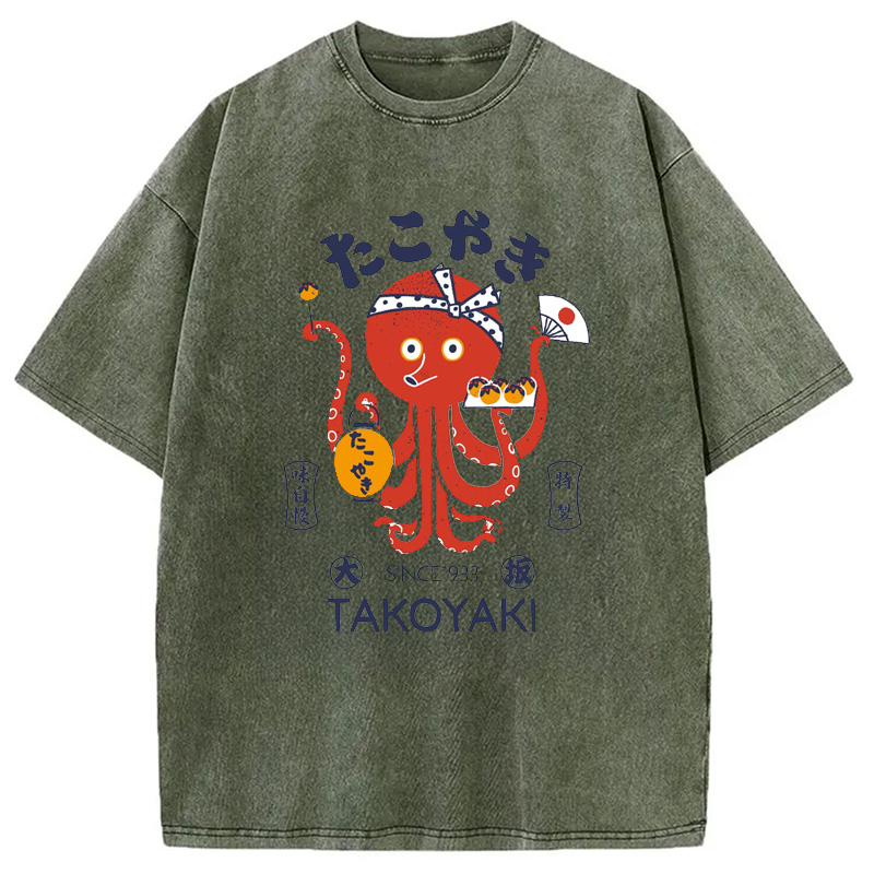 Modecanvas Tokoyaki Octopus Japanese Washed T-Shirt