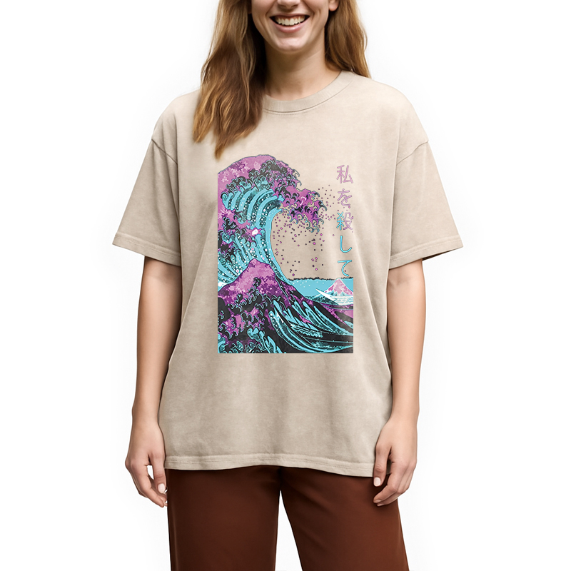 Modecanvas Ocean Kanagawa DTG Printing Washed T-Shirt