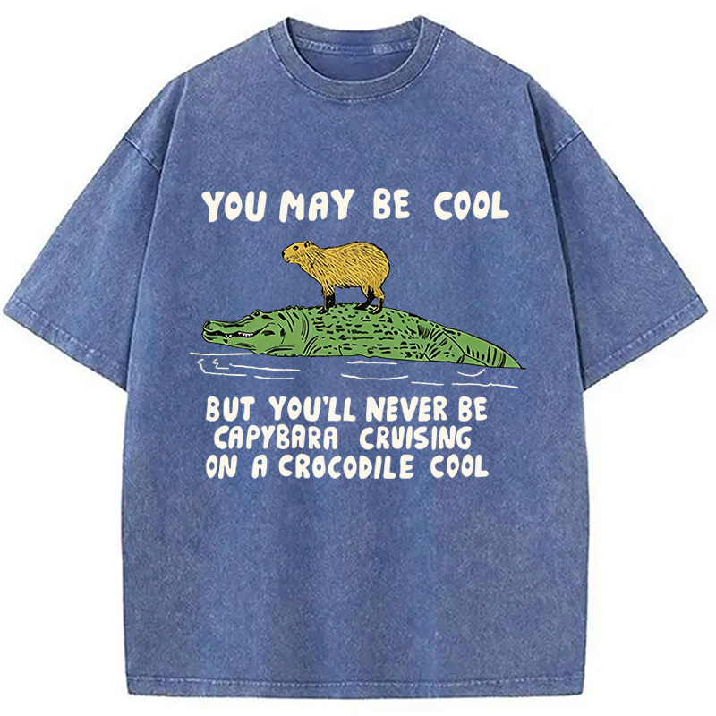 Modecanvas Cool Capybara Funny DTG Printing Washed T-Shirt