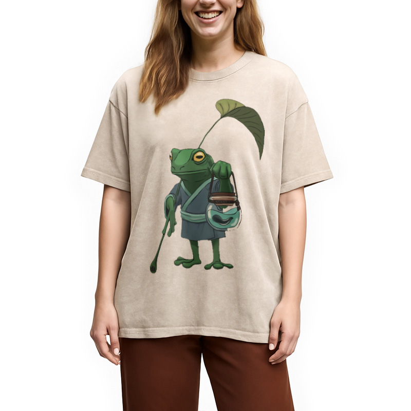 Modecanvas A Frog and His Son Washed T-Shirt