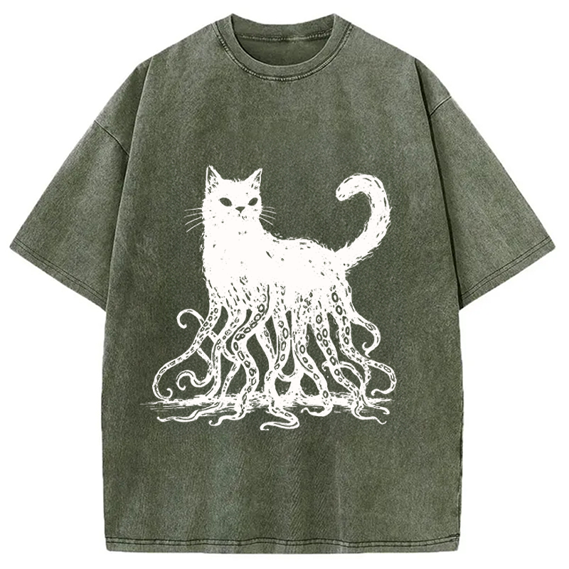 Modecanvas Catpus DTG Printing Washed T-Shirt
