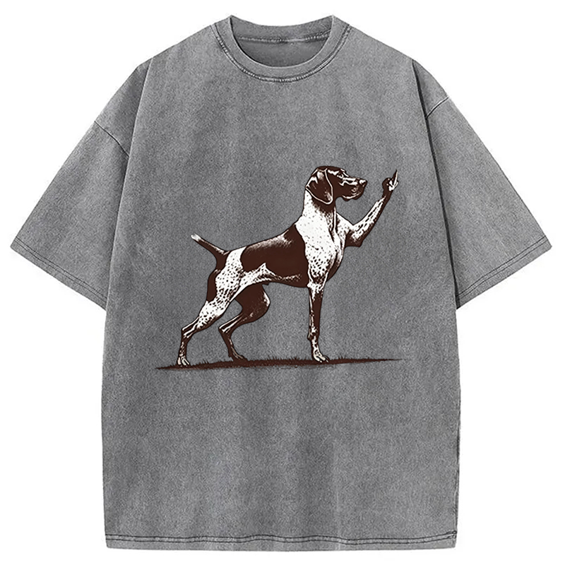 Modecanvas Rude Pointer Dog DTG Printing Washed T-Shirt