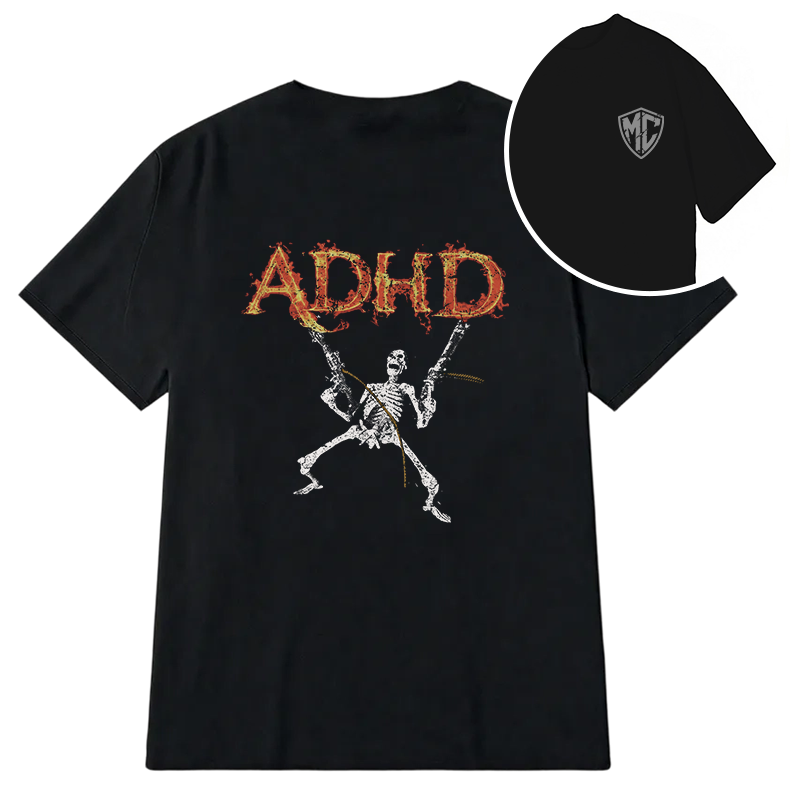 Modecanvas ADHD Skeleton DTG Printing Back Classic T-Shirt