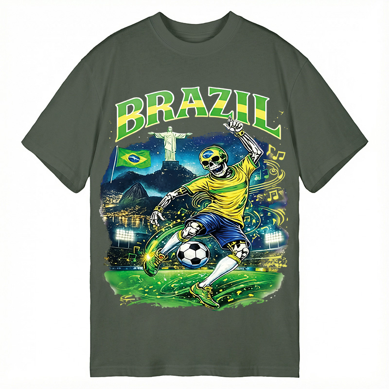 Modecanvas Brazil Soccer Vintage DTG Printing Classic T-Shirt-modecanvas