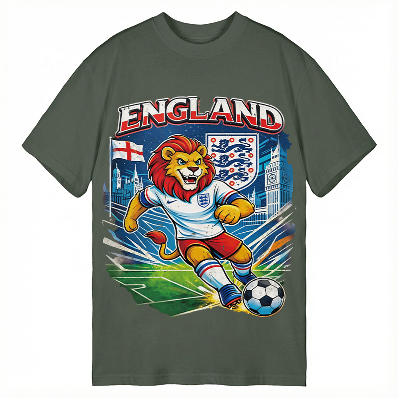 Modecanvas England Lion Soccer DTG Printing Classic T-Shirt-modecanvas