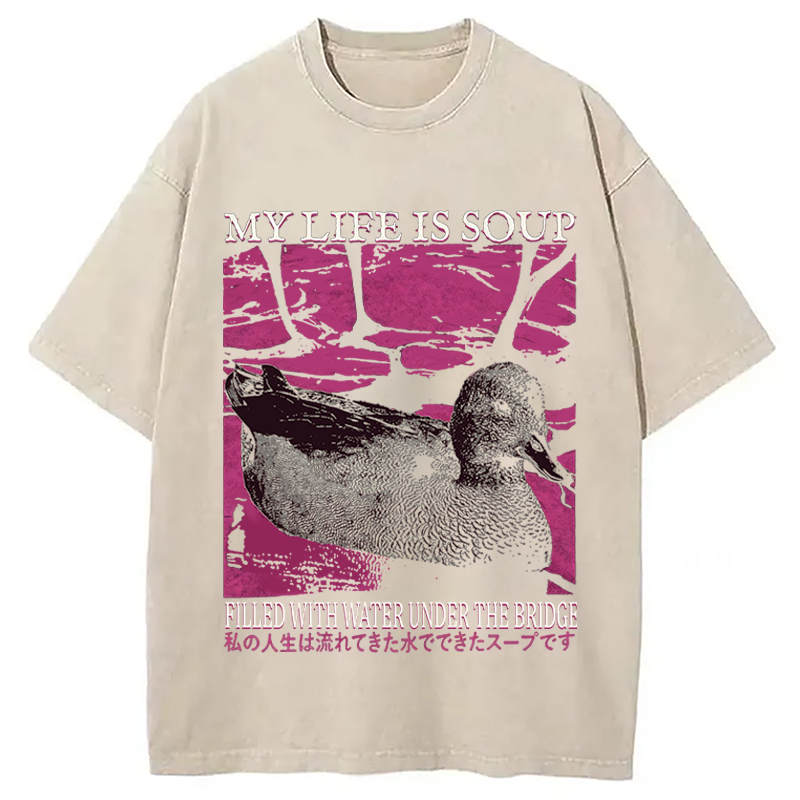 Modecanvas My Life is Soup Vintage DTG Printing Washed T-Shirt