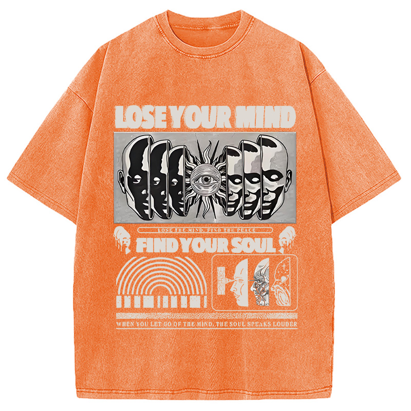 Modecanvas Lose Mind Find Soul Washed T-Shirt-modecanvas