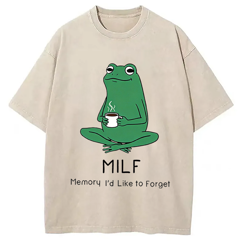 Modecanvas MILF Funny DTG Printing Washed T-Shirt-modecanvas