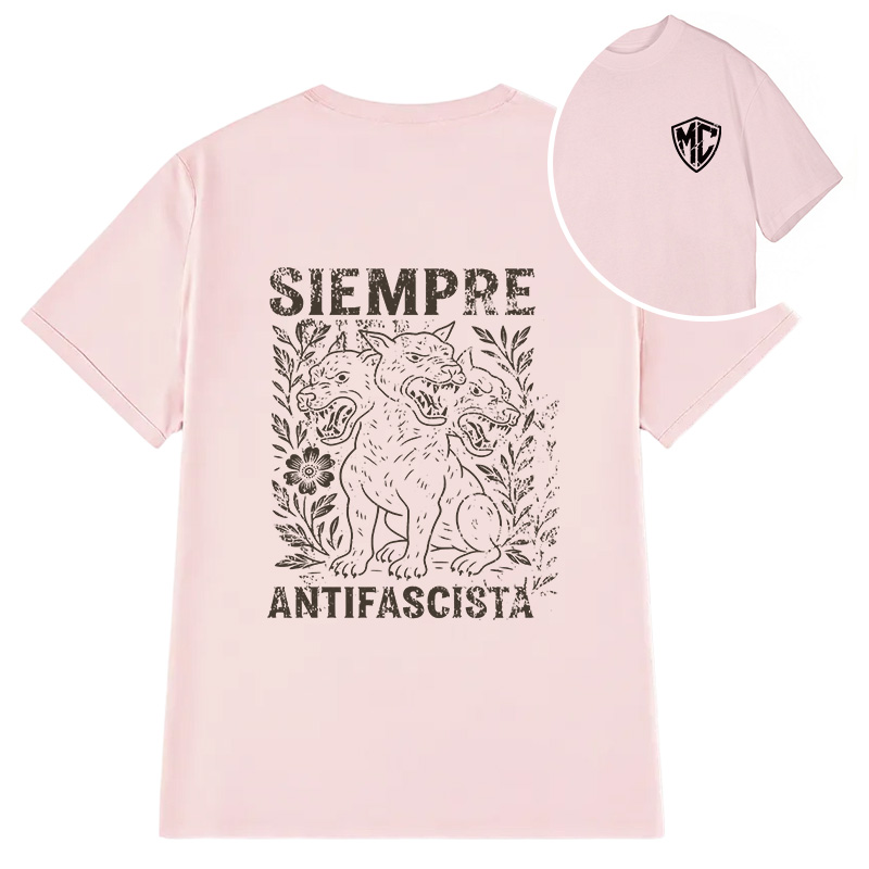 Modecanvas Siempre Antifascista Hydra Dog DTG Printing Back Classic T-Shirt