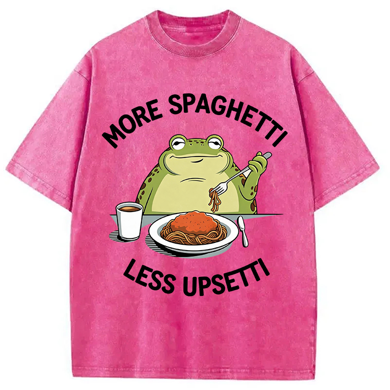Modecanvas More Spaghetti Less Upsetti Frog DTG Printing Washed T-Shirt