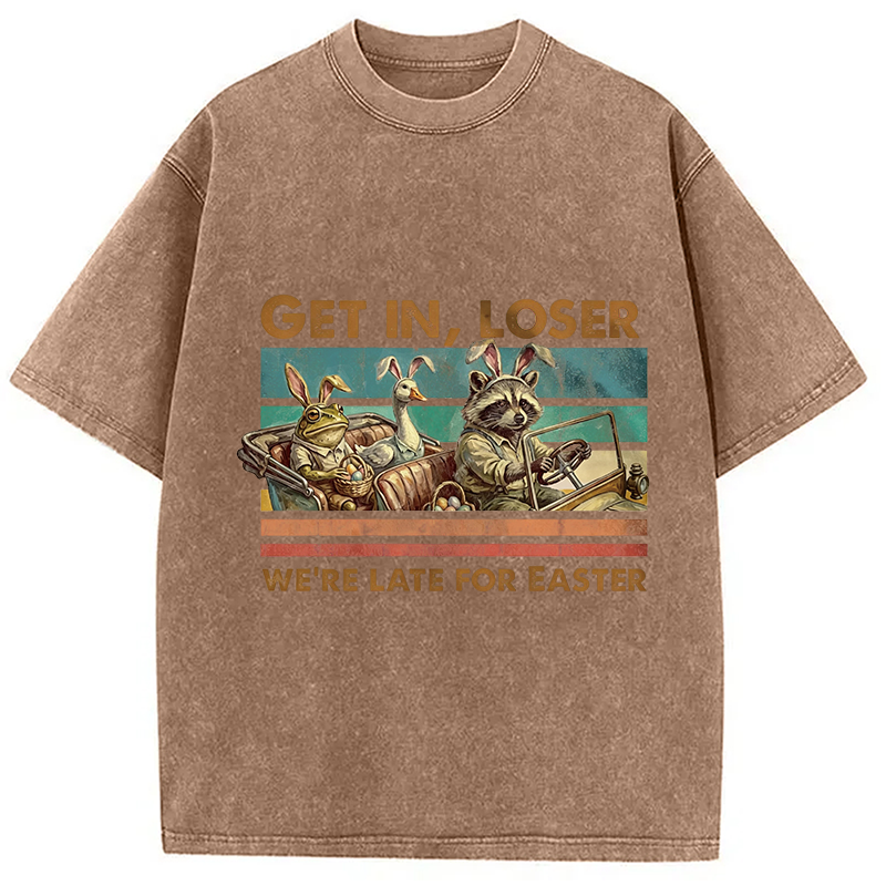 Modecanvas Funny Easter Animals Car DTG Printing Washed T-Shirt