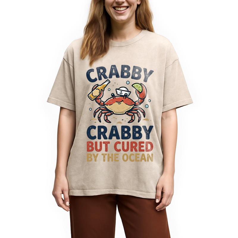 Modecanvas Crabby But Cured By The Ocean DTG Printing Washed T-Shirt