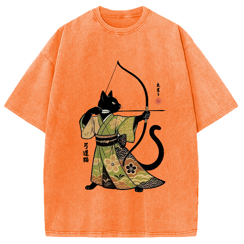 Modecanvas Japan Cat Archery Washed T-Shirt