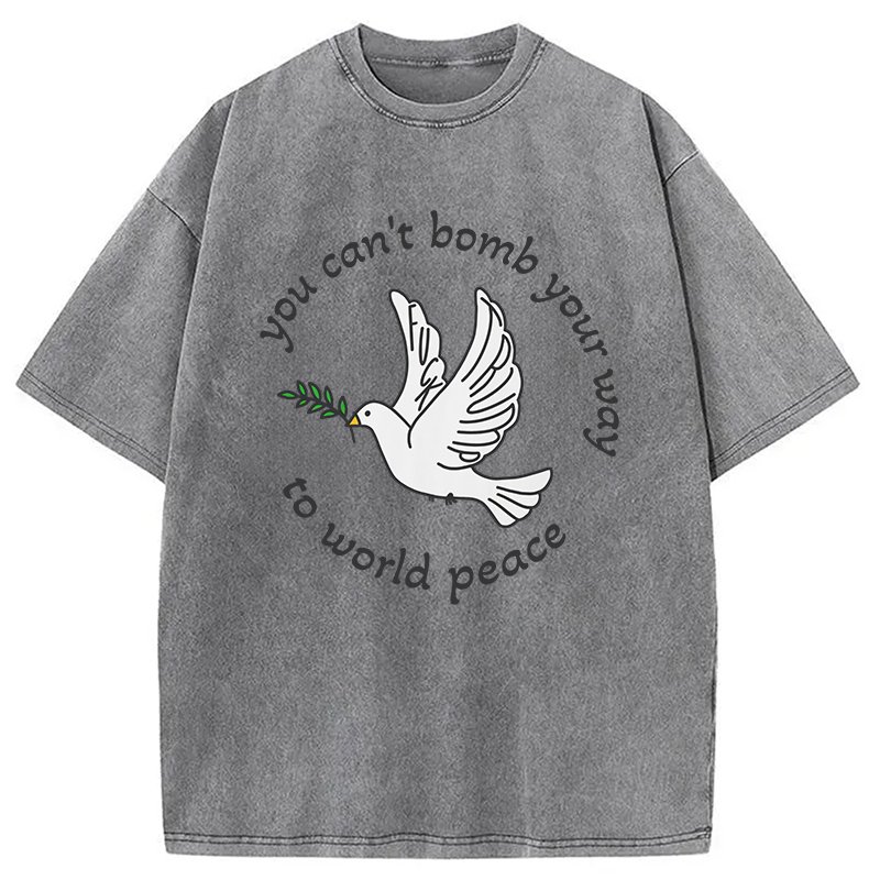 Modecanvas Bombs for World Peace DTG Printing Washed T-Shirt
