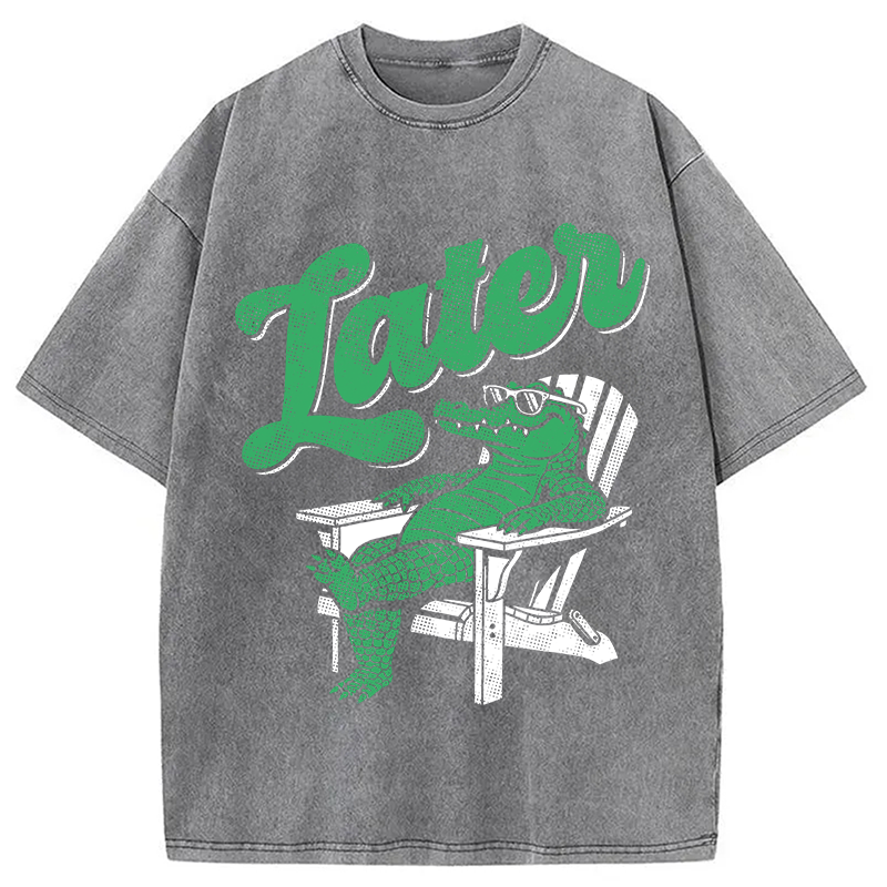 Modecanvas Funny Later Gator DTG Printing Washed T-Shirt