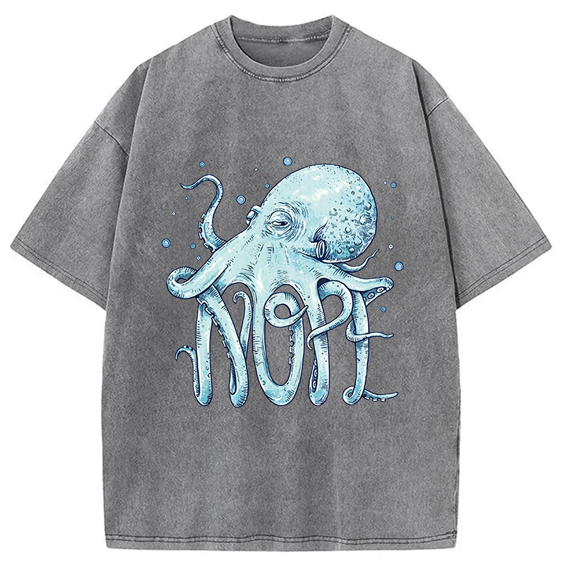 Modecanvas Octopus Nope DTG Printing Washed T-Shirt