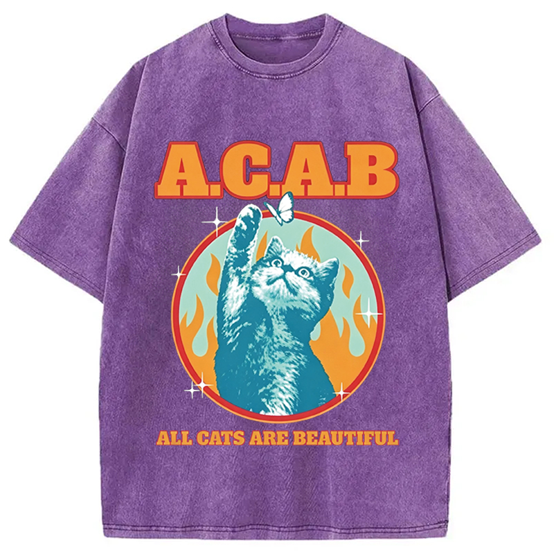Modecanvas All Cats Are Beautiful DTG Printing Washed T-Shirt