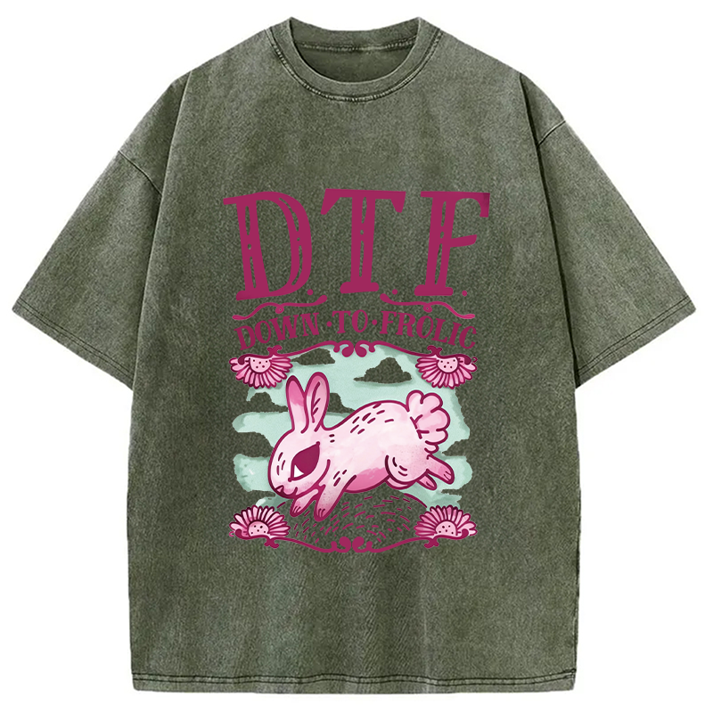 Modecanvas DTF Down To Frolic DTG Printing Washed T-Shirt