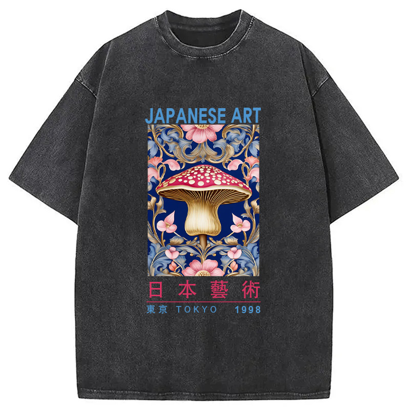 Modecanvas Blue Mushroom Vintage Washed T-Shirt