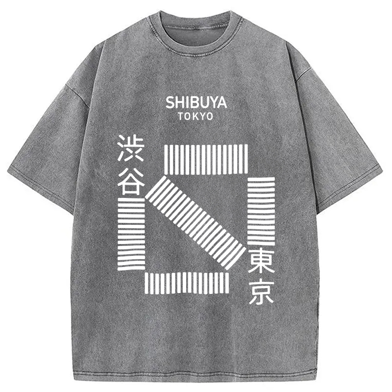Modecanvas Japanese Shibuya Crossing Washed T-Shirt