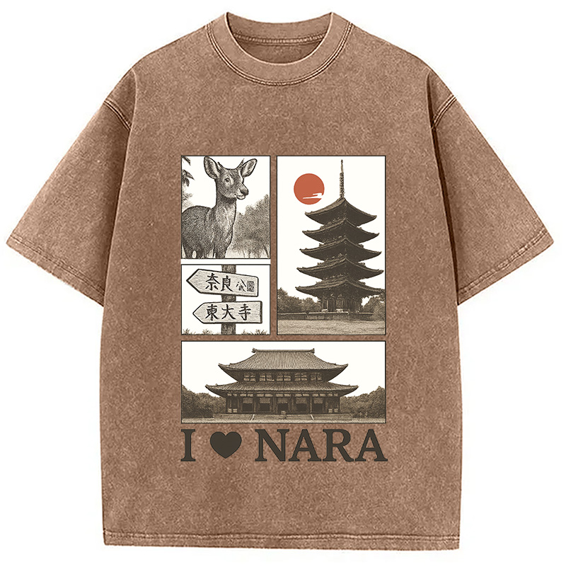 Modecanvas NARA Love Vintage Japanese Washed T-Shirt