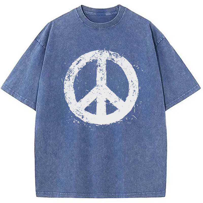 Modecanvas Peace Sign DTG Printing Washed T-Shirt