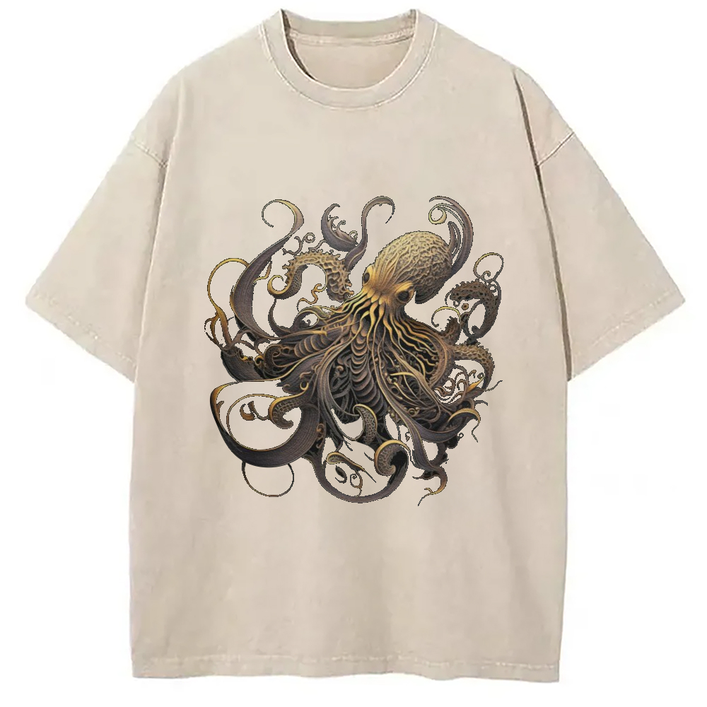 Modecanvas Golden Octopus Vintage Japanese Washed T-Shirt