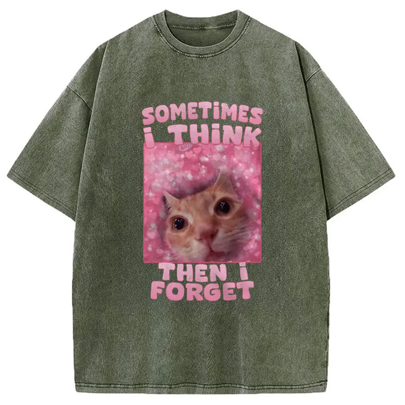 Modecanvas Sometimes I Think Then I Forget Washed T-Shirt