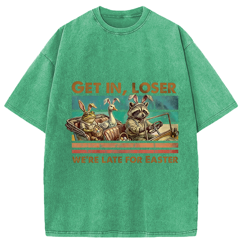 Modecanvas Funny Easter Animals Car DTG Printing Washed T-Shirt