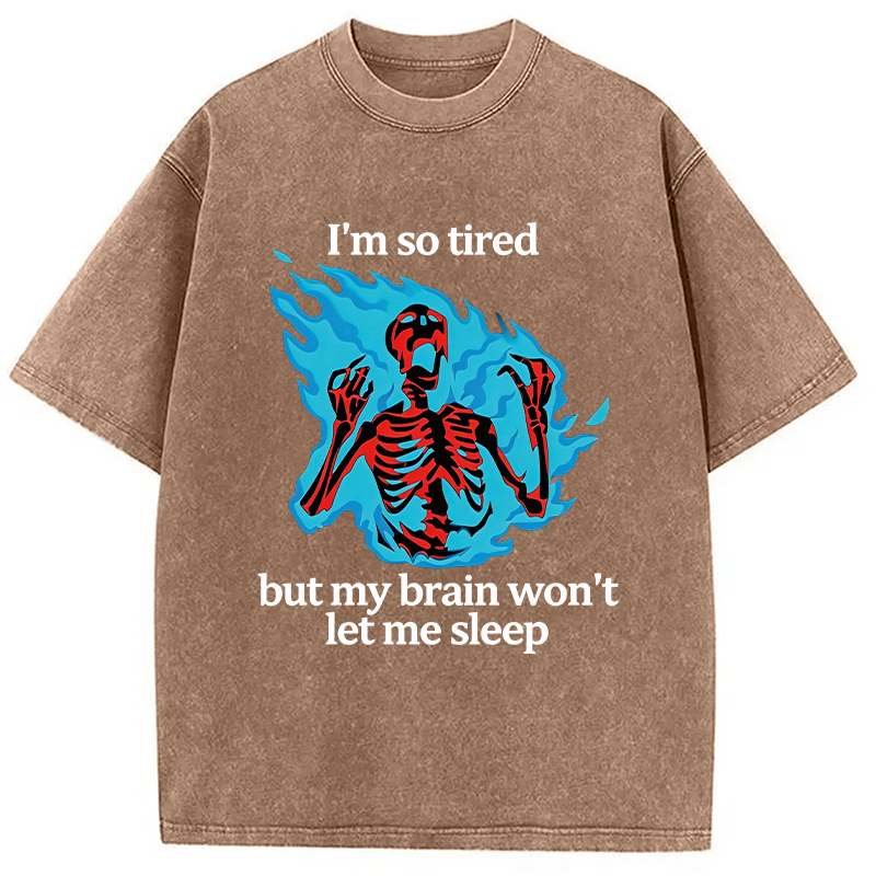Modecanvas Tired Skeleton On Fire DTG Printing Washed T-Shirt