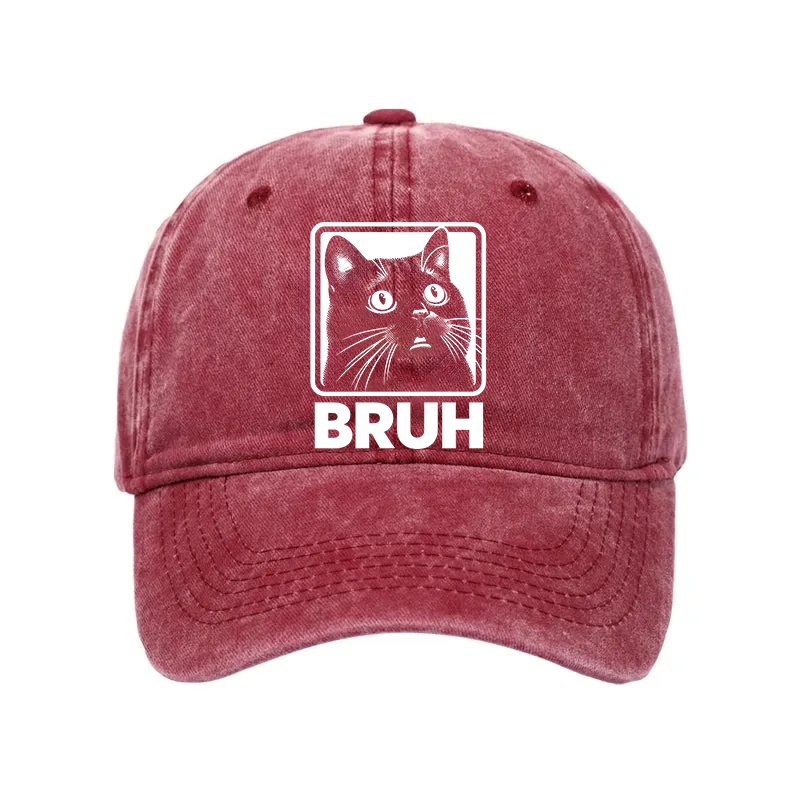 Modecanvas BRUH Cat Washed Cap-modecanvas